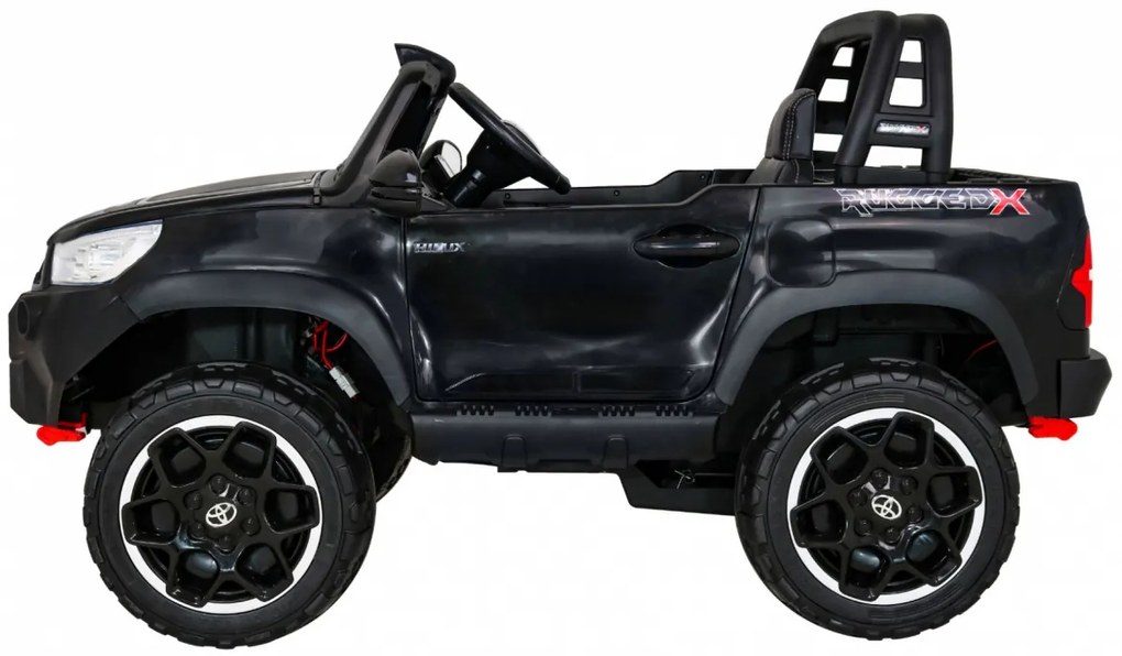 Carro elétrico para Crianças Toyota Hilux 12V, 4x4 Rodas Espuma EVA, Assento couro ecológico Preta