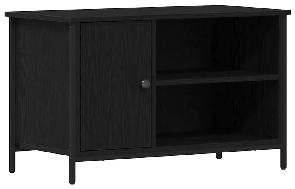 Armário para TV vidaXL Preto Carvalho 80x40x50 cm Madeira de Engenhari