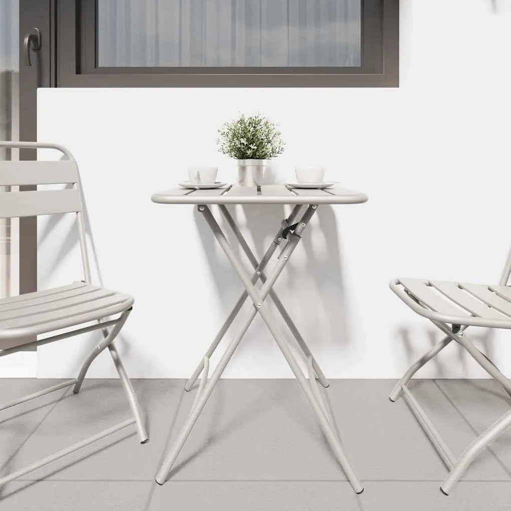 Mesa de Jardim Dobrável Bege 55 x 55 x 73 cm em Aço
