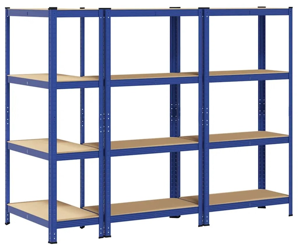 Prateleiras de armazenamento de 4 camadas 3 pcs aço azul