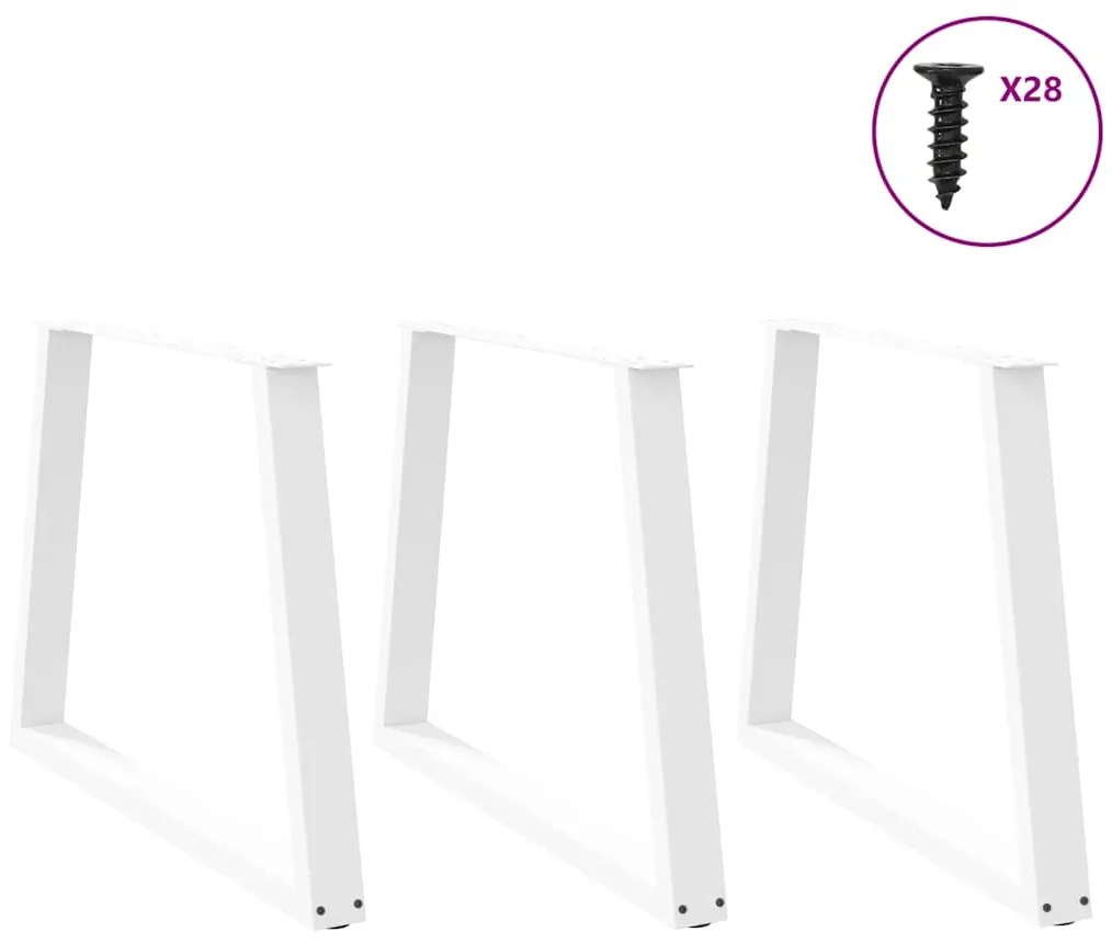 Mesa de jantar pernas 3pcs forma de V 90x(72-73,3)cm aço branco