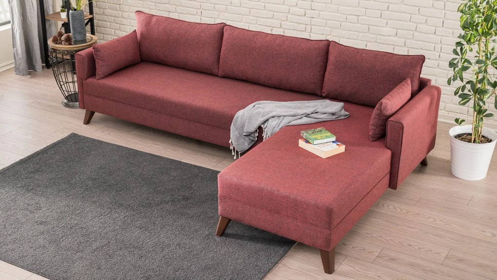 Sofá de Canto Bella – Vermelho Claret – 275 cm