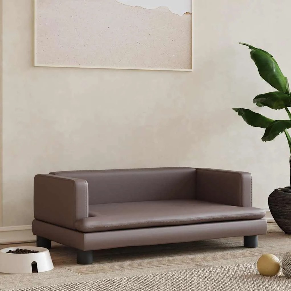 Cama para cães 80x45x30 cm couro artificial castanho