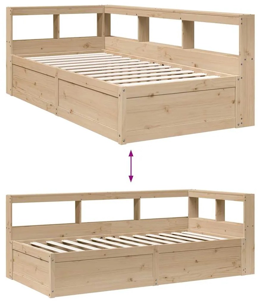Cama com estante sem colchão 90x190 cm pinho maciço