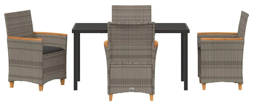 Conjunto de jantar de jardim com 5 peças e almofadas cinza em rattan s