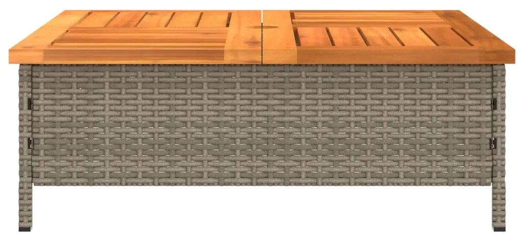 Mesa de jardim 70x70x25cm vime e madeira acácia maciça cinzento