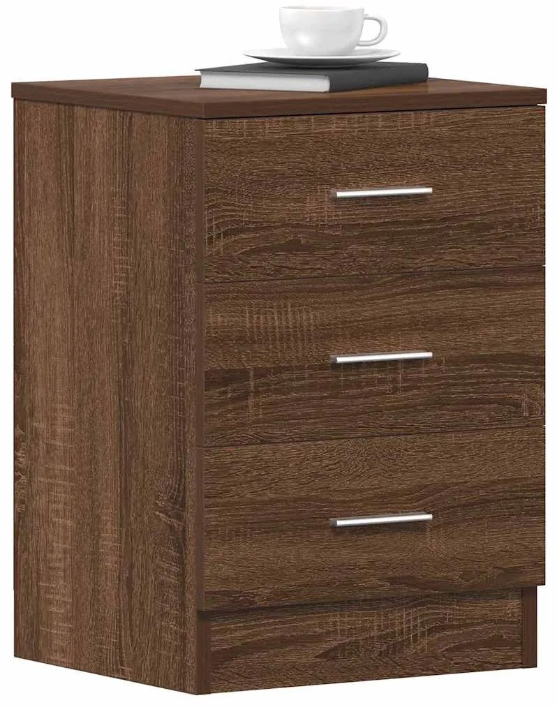 Mesa cabeceira 2pcs 38x35x56cm deriv. madeira carvalho castanho