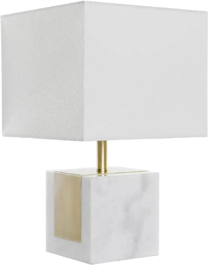 Lâmpada de Mesa DKD Home Decor Branco Poliéster Mármore Dourado (26 x 26 x 43 cm)
