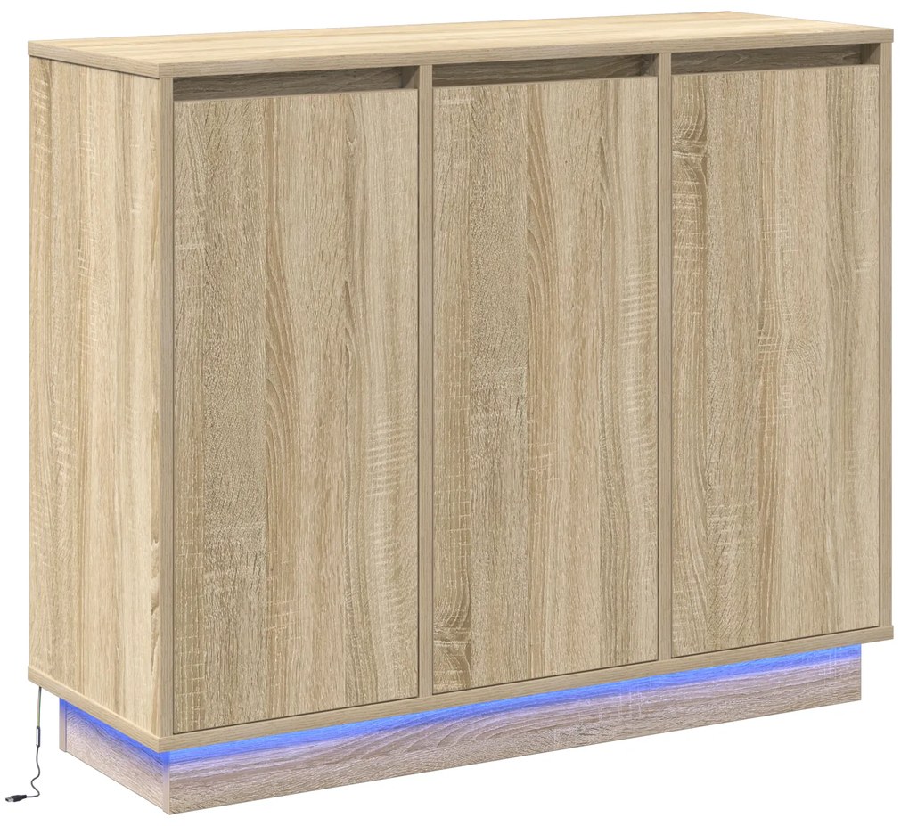 Sideboard vidaXL com LED Carvalho Sonoma 90x32x75 cm em madeira engenh