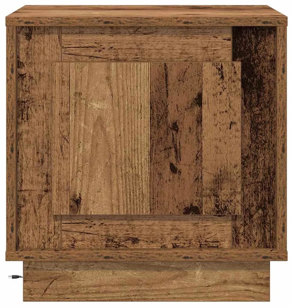 Cômodas de cabeceira com luzes LED 2 pcs Madeira velha 44x34,5x45 cm