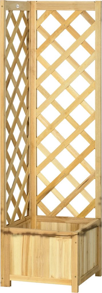 Outsunny Floreira com Treliça de Madeira para Exterior, Elevada para Plantas Trepadeiras 40x40x145 cm Madeira | Aosom Portugal