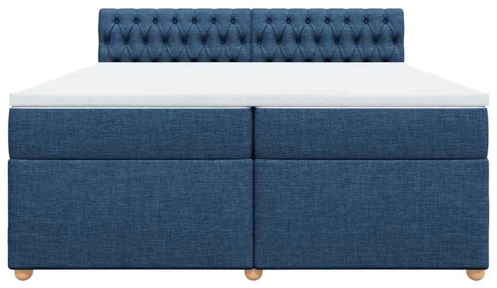 Cama com molas/colchão 200x200 cm tecido azul
