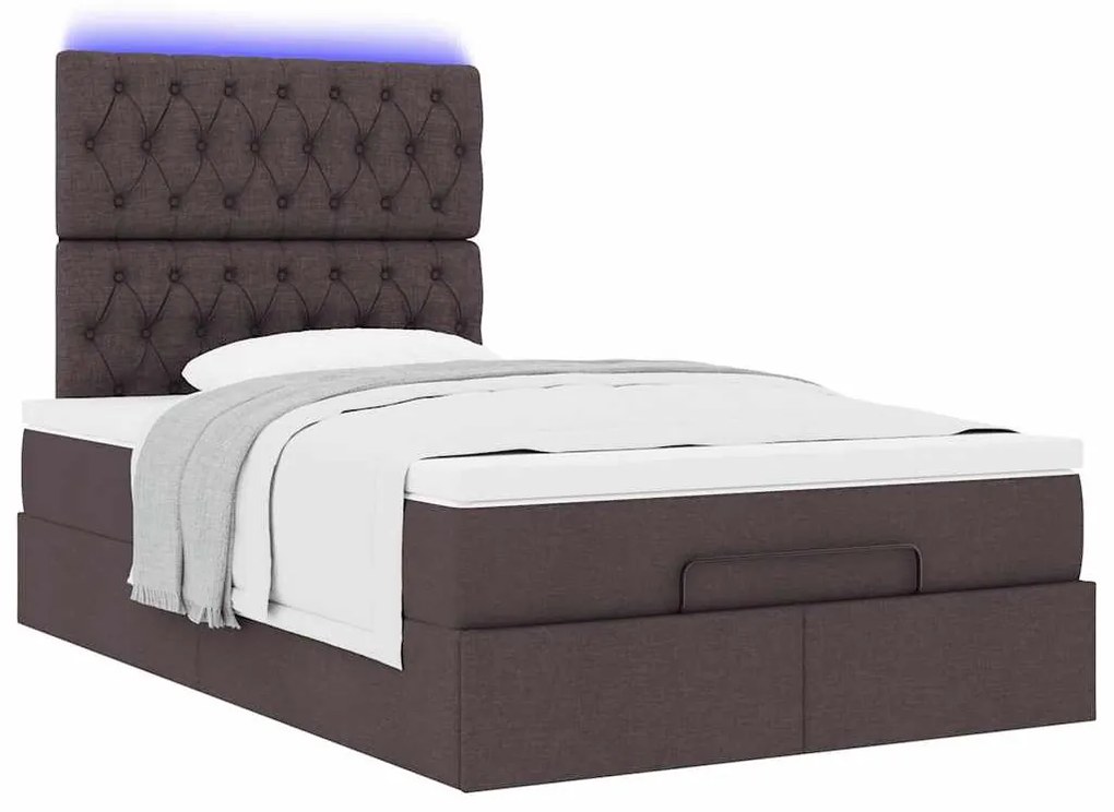 Estrutura de cama otomana com colchão 120x190cm castanho escuro