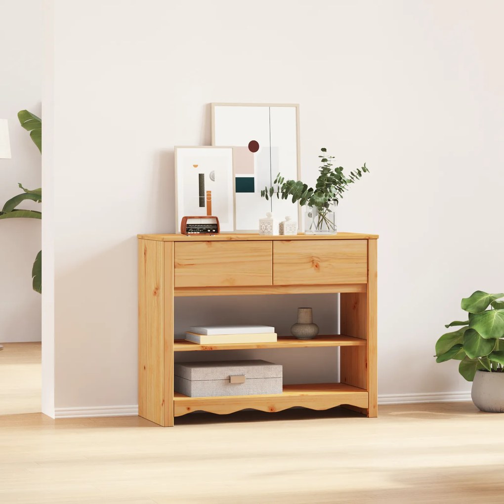 Mesa de Consola vidaXL "DRAMMEN" 89,5x37x73 cm Madeira Sólida de Pinheiro