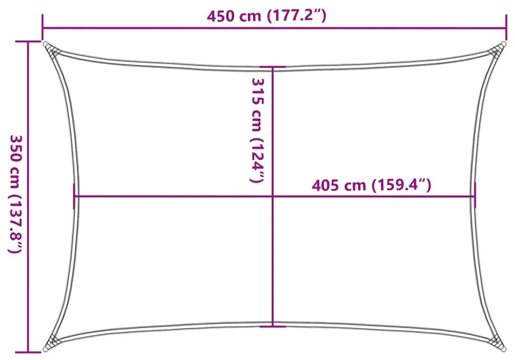 Para-sol estilo vela retangular 160 g/m² 3,5x4,5 m PEAD azul