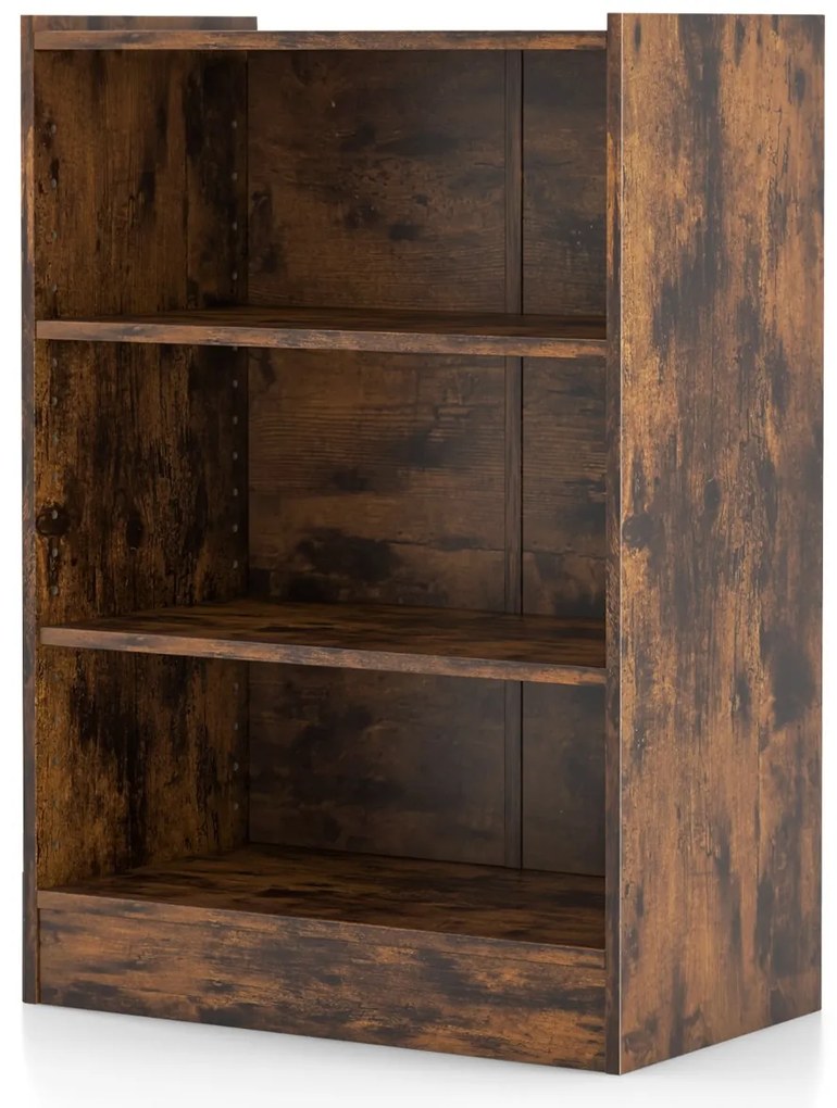 Estante de 3 níveis com prateleiras reguláveis e dispositivo anti-queda para sala e quarto 50 x 30 x 75 cm castanho