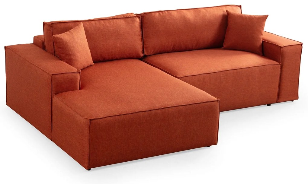 Sofá-Cama de Canto Pırlo – Laranja – 260x78x170 cm