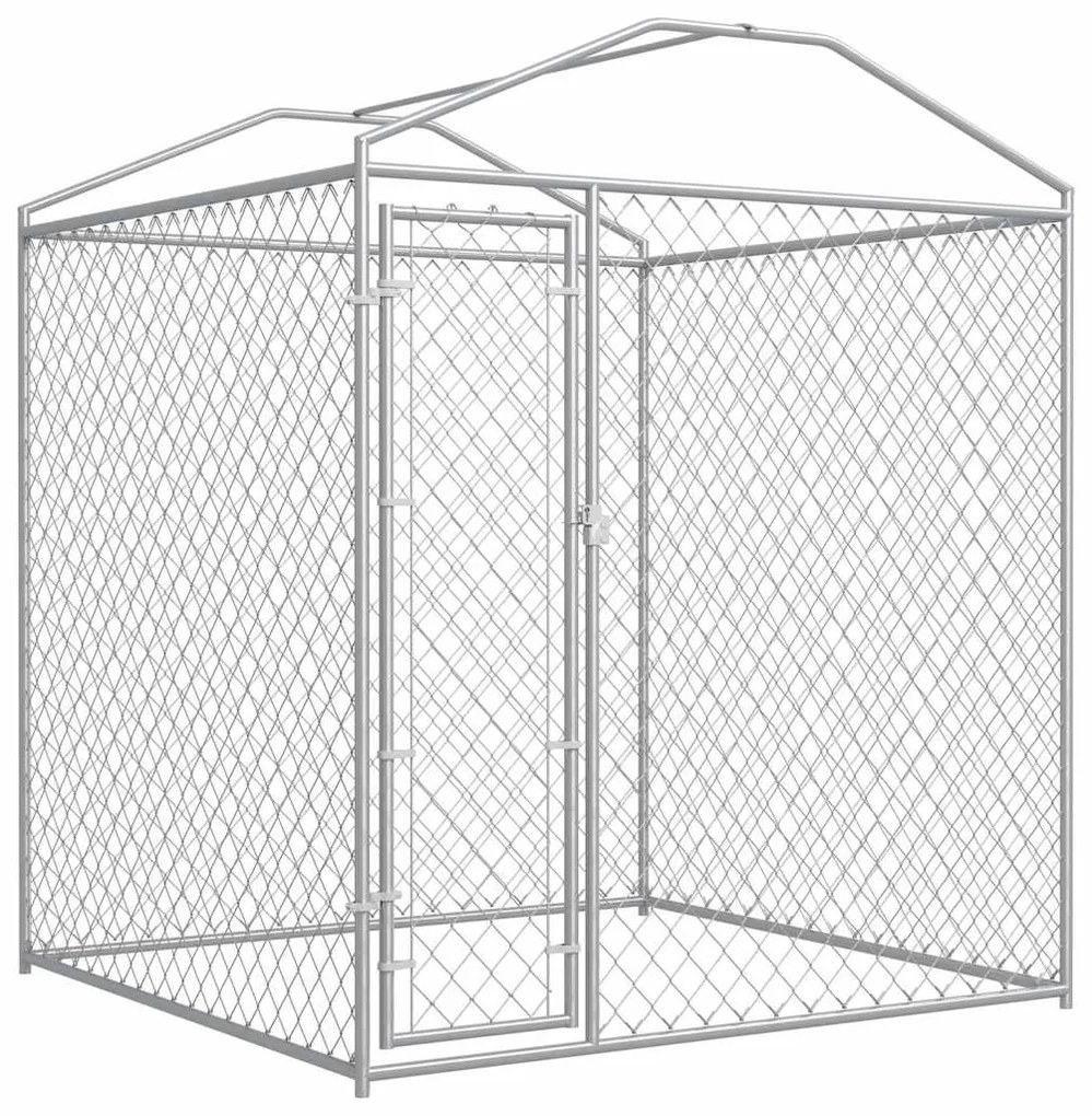 Canil de exterior com toldo 193x193x225 cm