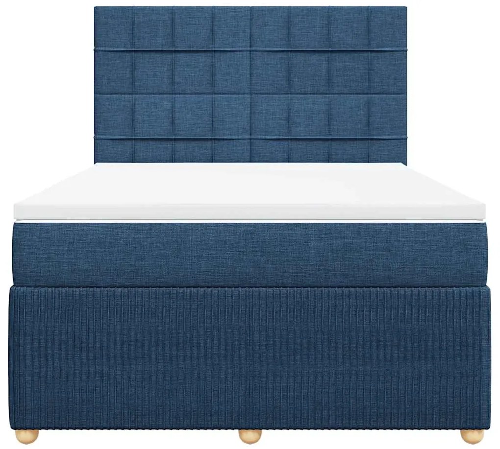 Cama com molas/colchão 140x200 cm tecido azul