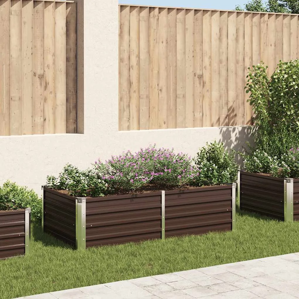 Canteiro de jardim elevado 160x80x45cm aço galvanizado castanho