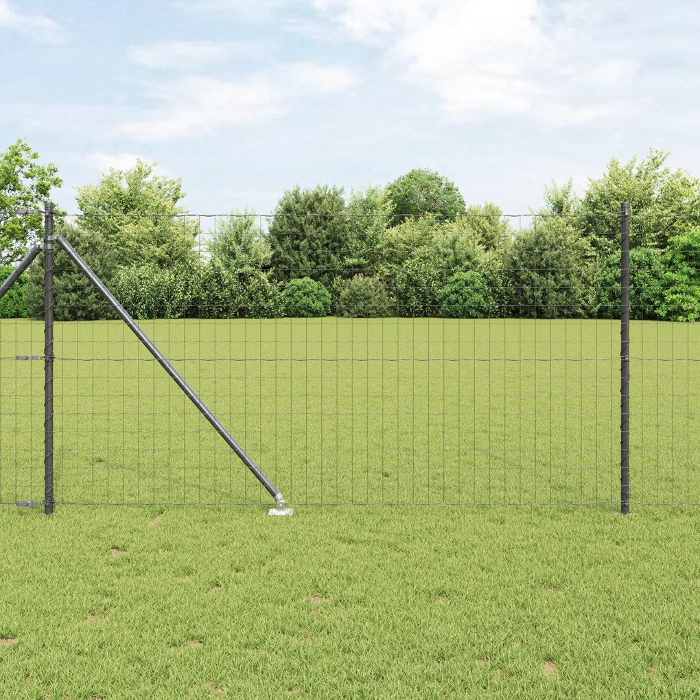 Cerca Euro com 13 Postes de Espeto 1x25 m Aço Galvanizado Cinza