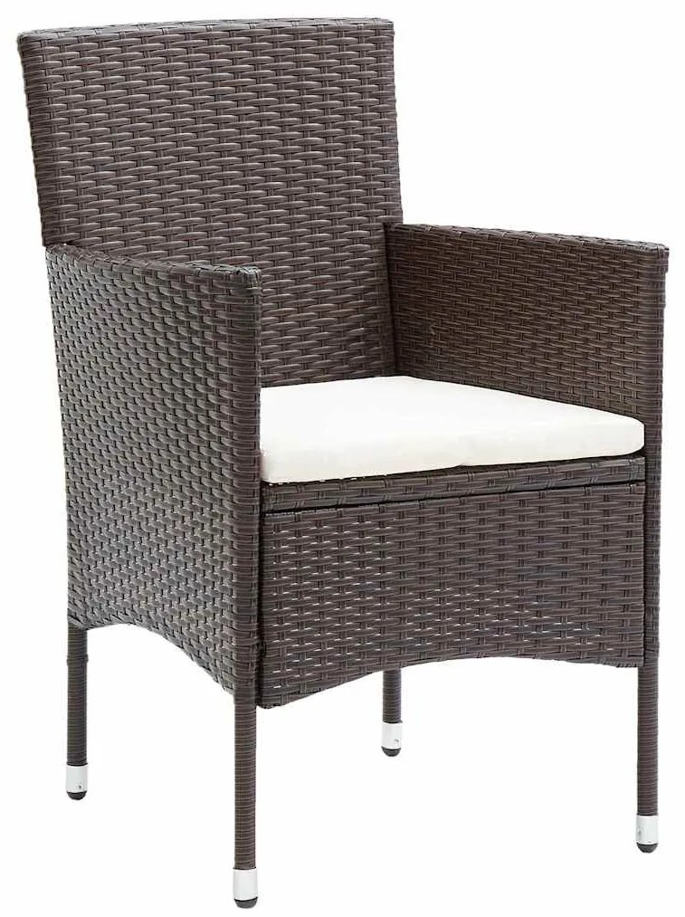 Conjunto de Jantar para Jardim de 3 Peças em Rattan Sintético Castanho