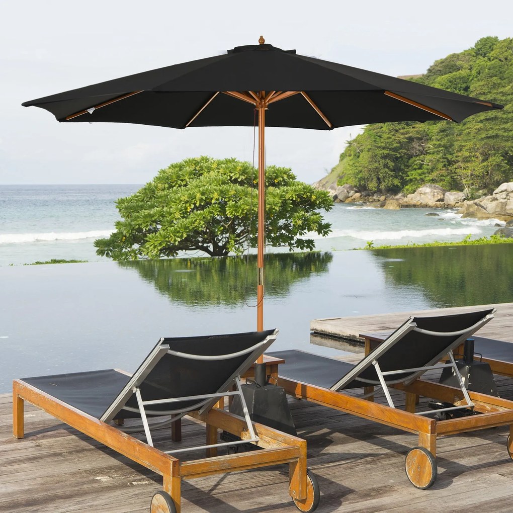 Chapéu de Sol de Jardim Ø300x250cm com Sistema de Polia Teto Ventilado