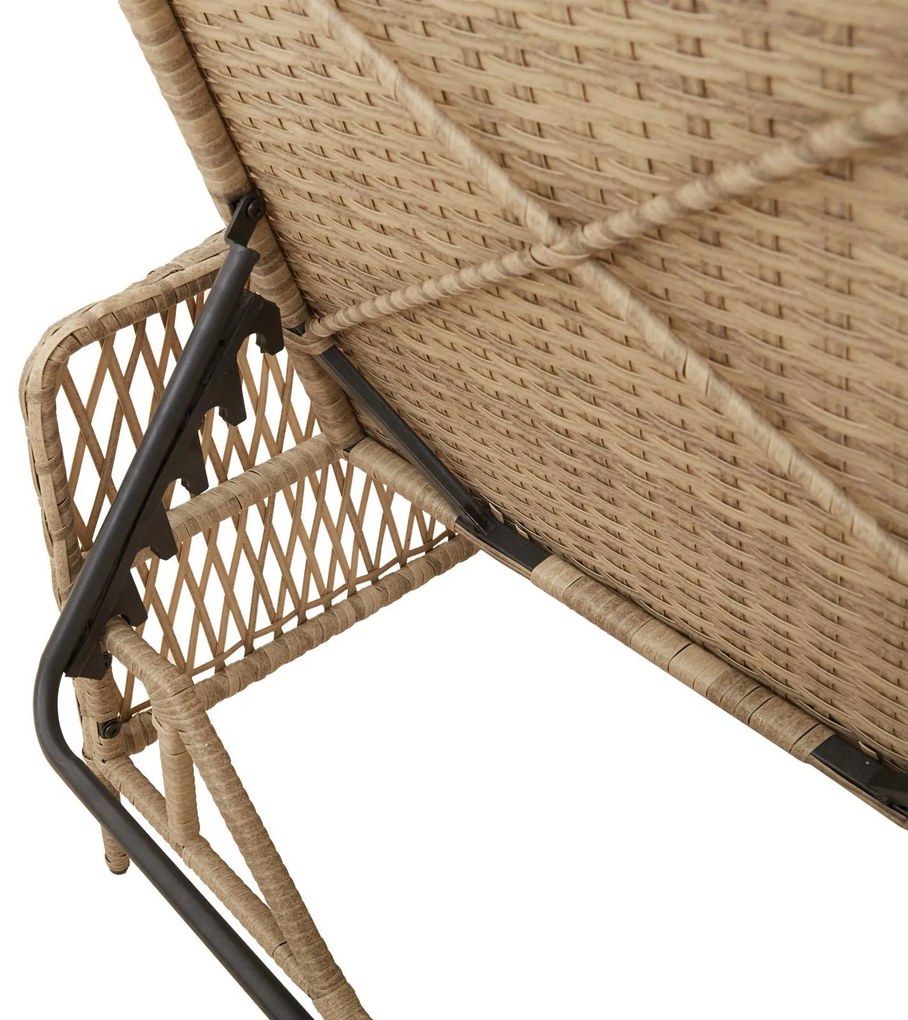 Espreguiçadeira Bege e creme Vime PE 157 x 55 x 92 cm Dobrável