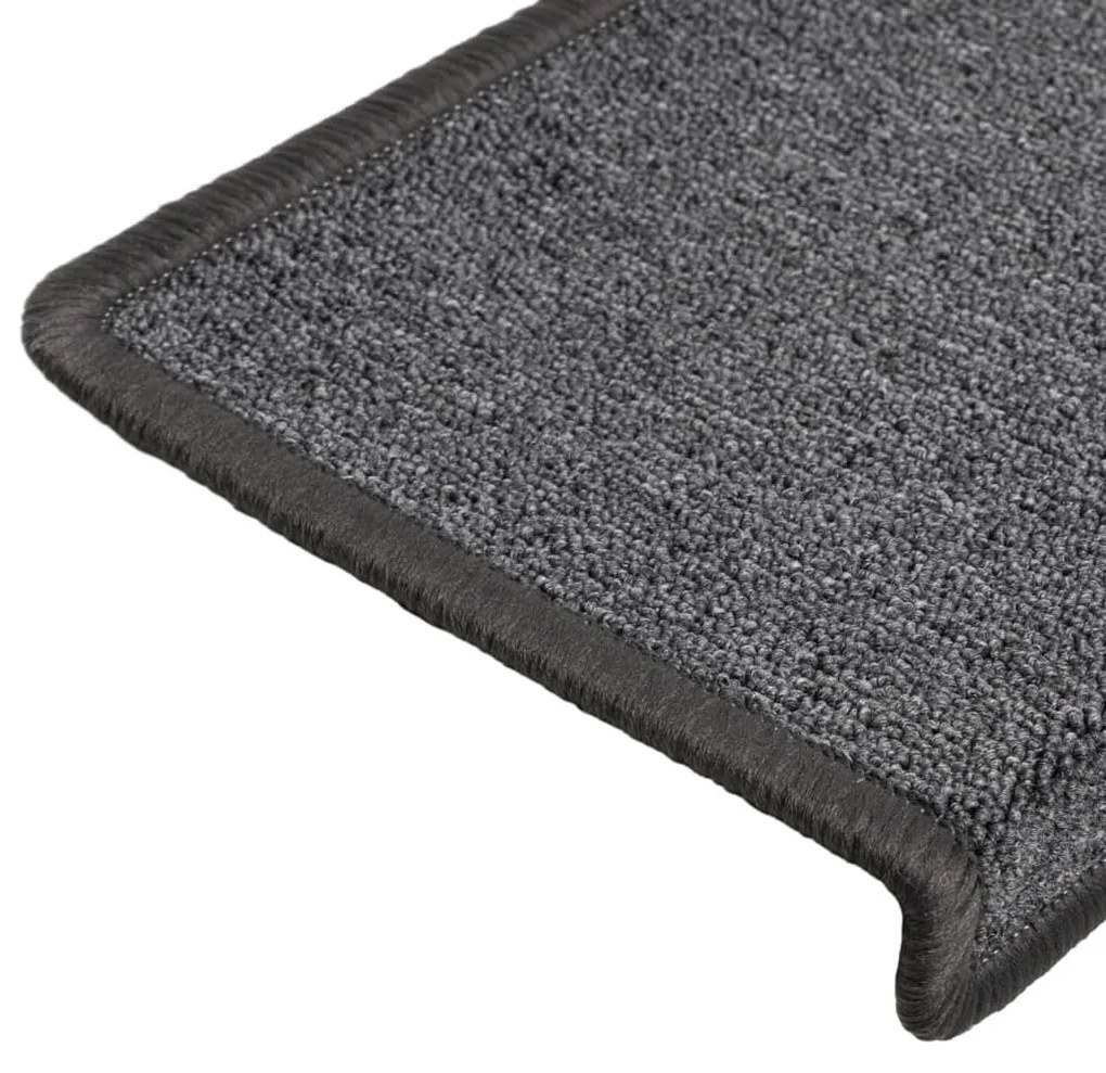 Tapete/carpete para escadas 15 pcs 65x21x4 cm cinzento-escuro
