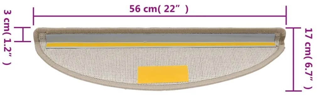 Tapetes de escada 15 pcs 56x17x3 cm cinzento-acastanhado