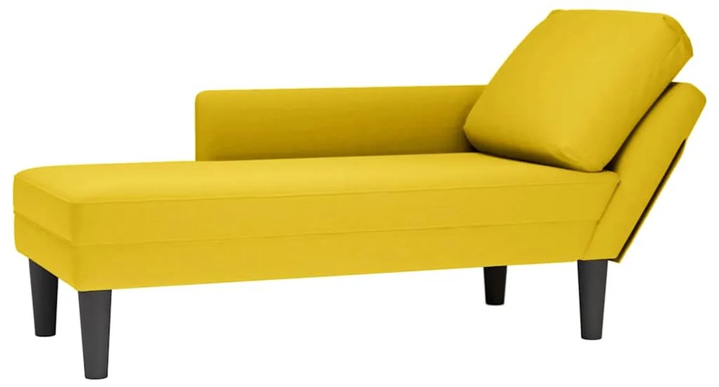 Chaise lounge c/almofada/apoio de braços direito veludo amarelo