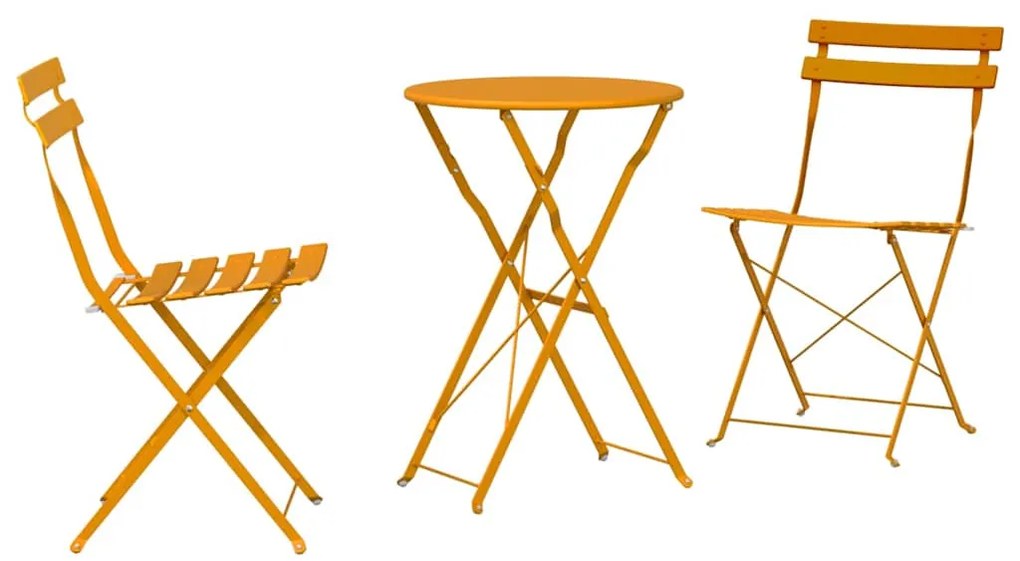 Conjunto de bistrô dobrável de 3 peças vidaXL Mostarda Amarelo Aço