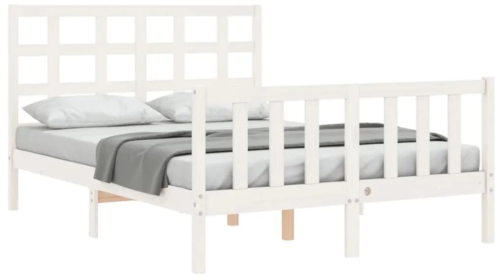 Cama sem colchão 120x200 cm madeira de pinho maciça branco