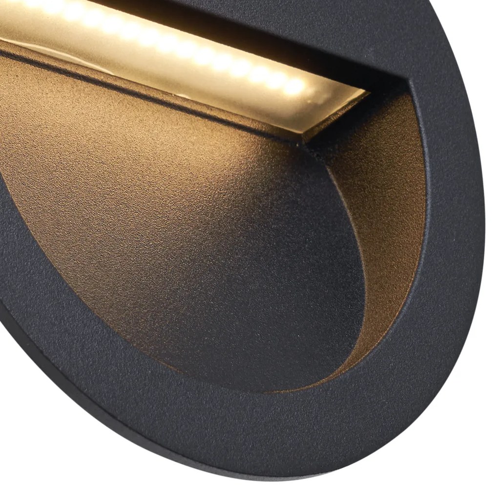Candeeiro de parede embutido moderno preto incluindo LED IP65 - Gem Moderno