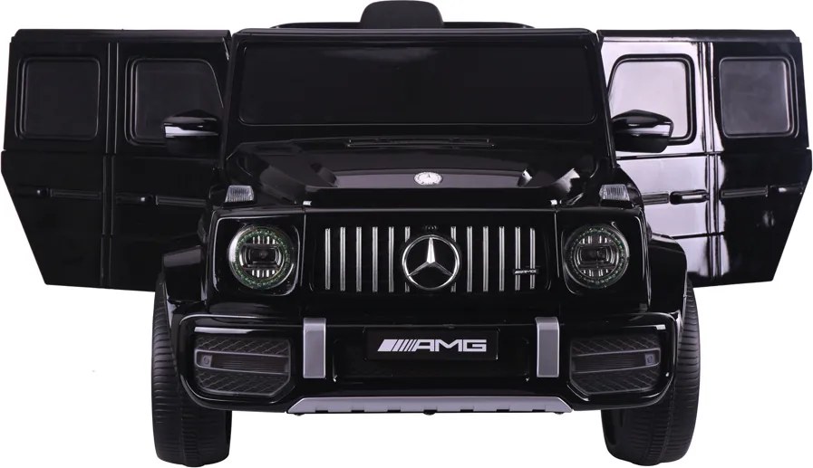 Carro elétrico para crianças Mercedes G63 12V pneus de borracha, banco em pele Preta
