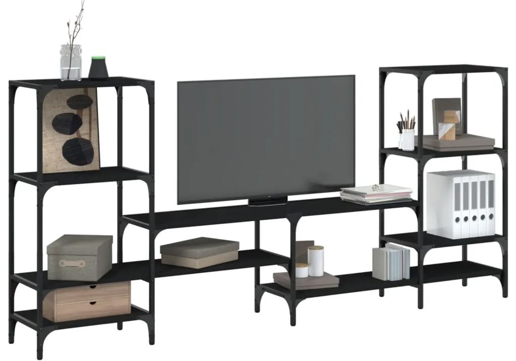 Armário de TV 206,5x28,5x95 cm derivados de madeira preto