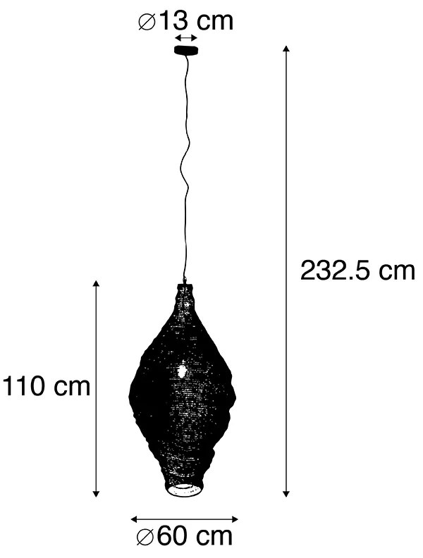 Candeeiro suspenso oriental dourado 60cm - NIDUM L Oriental