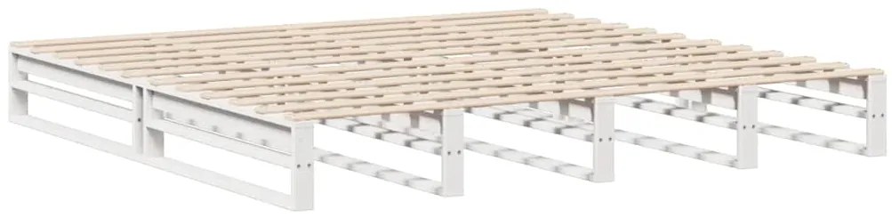 Cama com estante sem colchão 200x200 cm madeira maciça branco