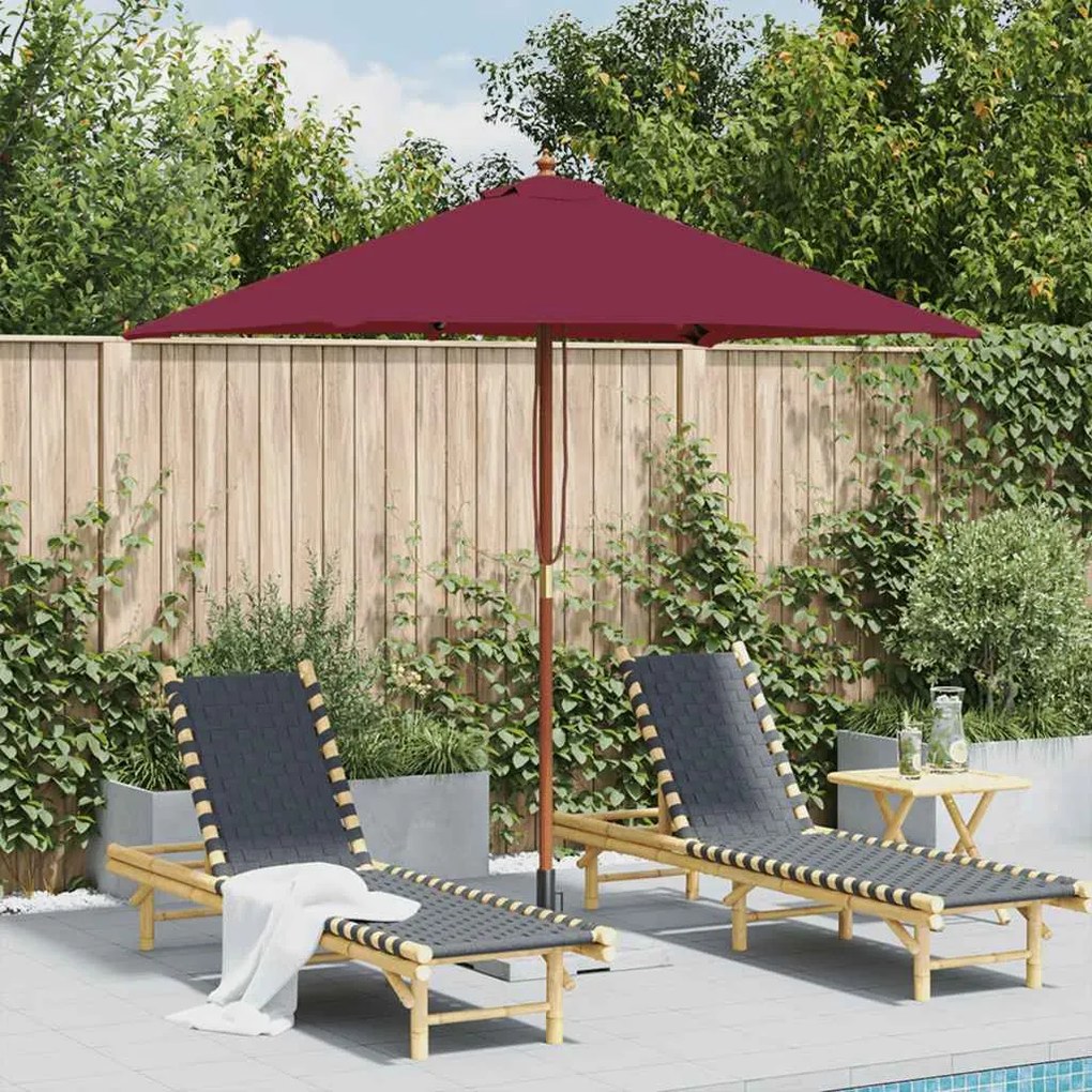 vidaXL Guarda-sol de exterior mastro madeira 150x200cm vermelho bordô