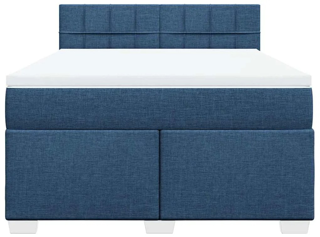 Cama com molas/colchão 140x190 cm tecido azul