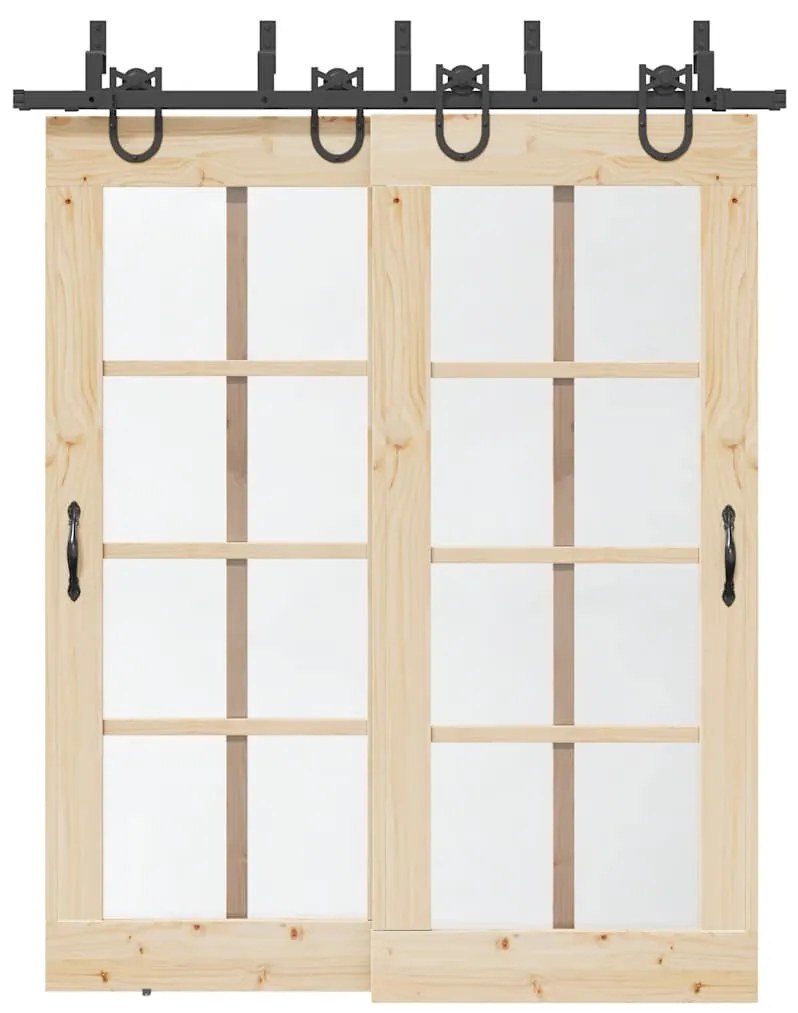 Kit de ferragens para porta deslizante 183 cm aço preto