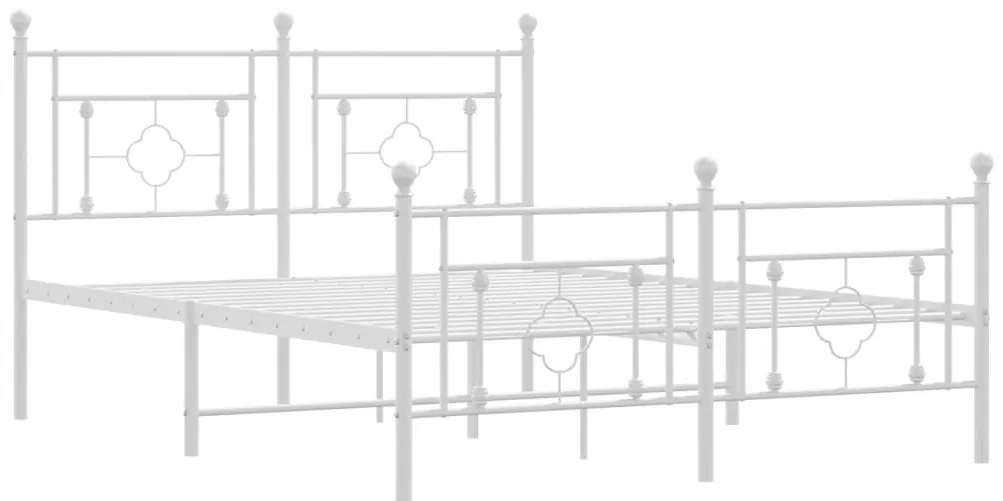 Estrutura de cama com cabeceira e pés 140x190 cm metal branco