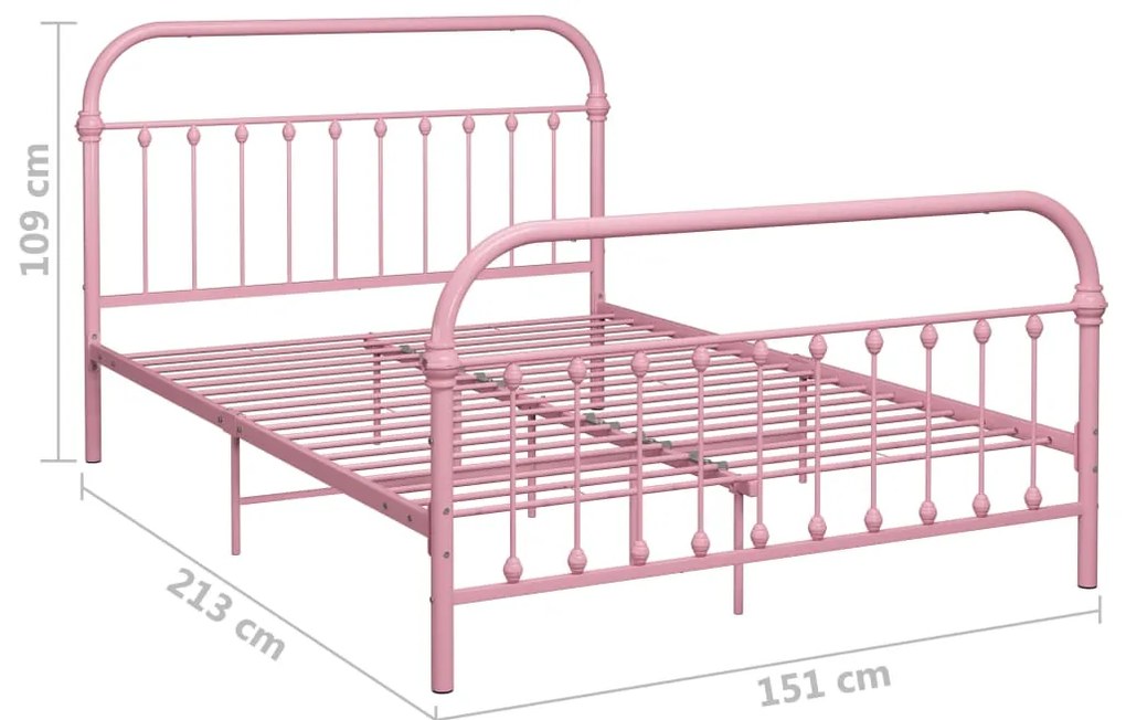 Estrutura de cama 140x200 cm metal rosa