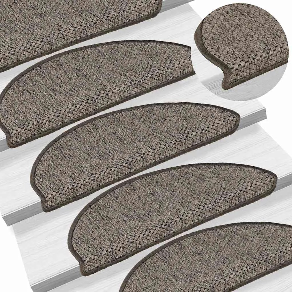Tapetes escada adesivos aspeto sisal 15 pcs bege/castanho