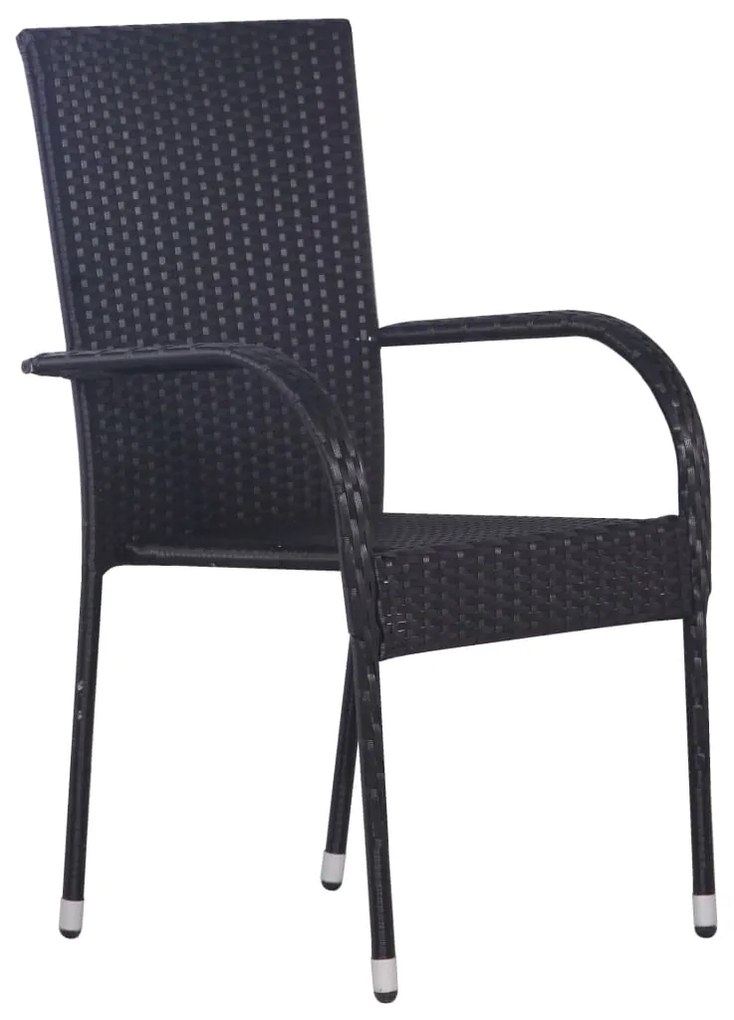 7 pcs conjunto de jantar para jardim vime PE preto