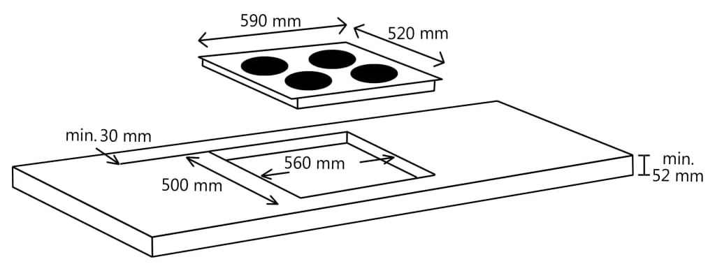 Placa de cerâmica com 4 discos controlo tátil 6000 W