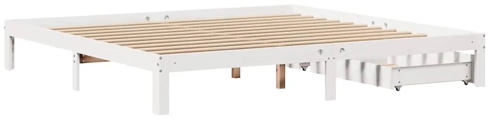 Estrutura de cama c/ gavetas 180x200 cm pinho maciça branco