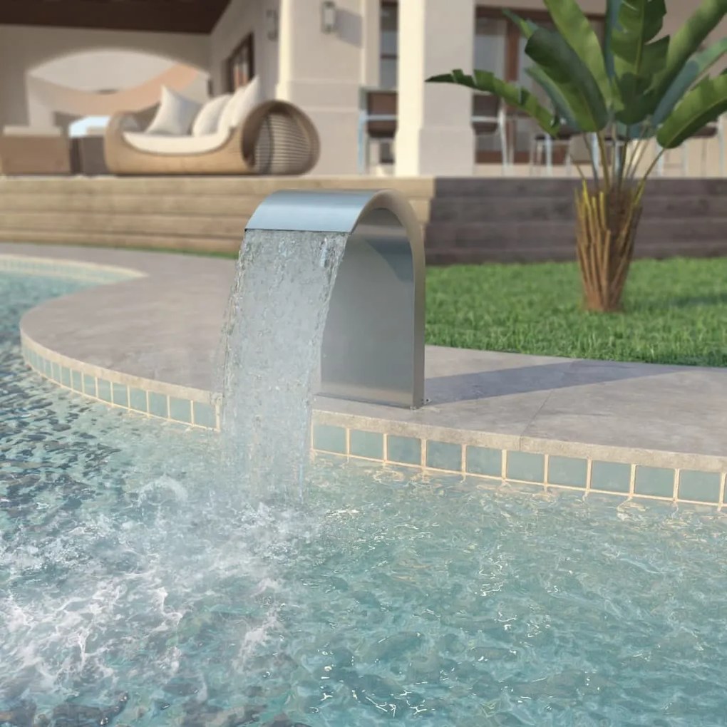 43692 vidaXL Fonte para piscina aço inoxidável 45x30x65 cm prateado