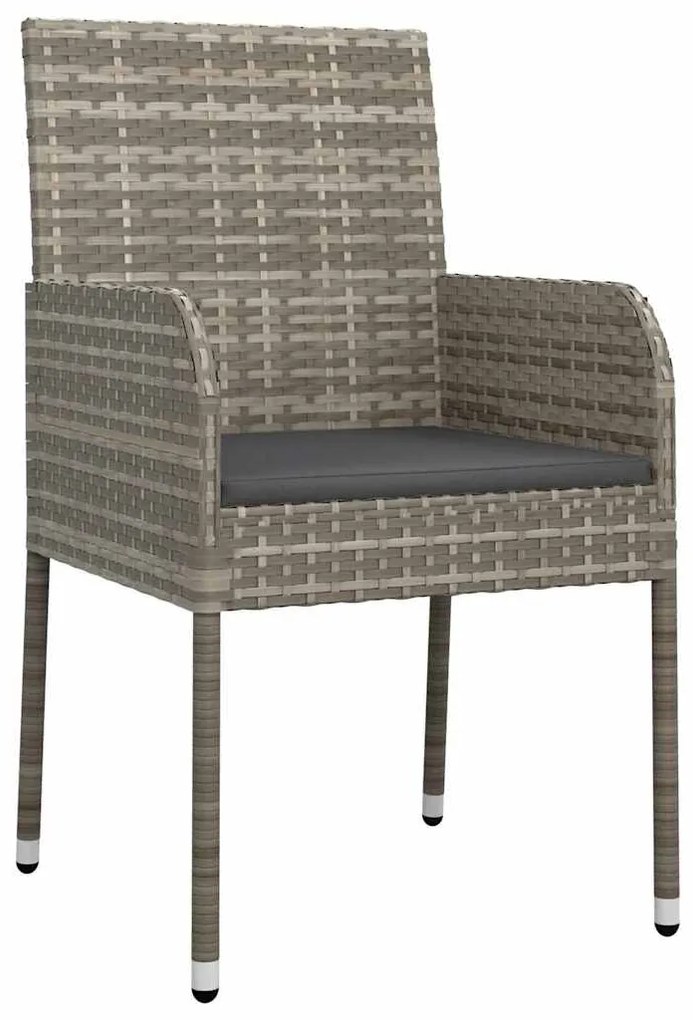 Conjunto de Jantar de Jardim de 5 Peças com Almofadas Cinza em Rattan