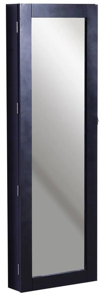 Espelho, Guarda-Joias de Parede ou de Pé Armário para Joias Guarda-Joias 37x9,5x112 cm MDF Preto